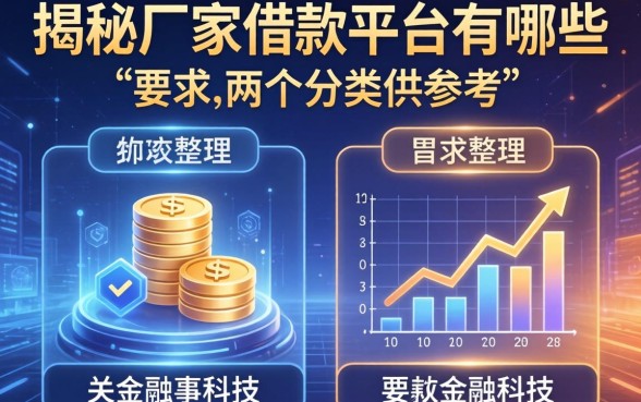 揭秘厂家的借款平台有哪些，整理了两个分类供参考