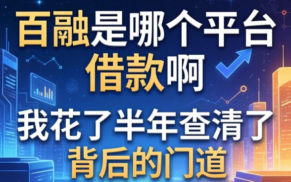 百融是哪个平台的借款啊？我花了半年查清了背后的门道