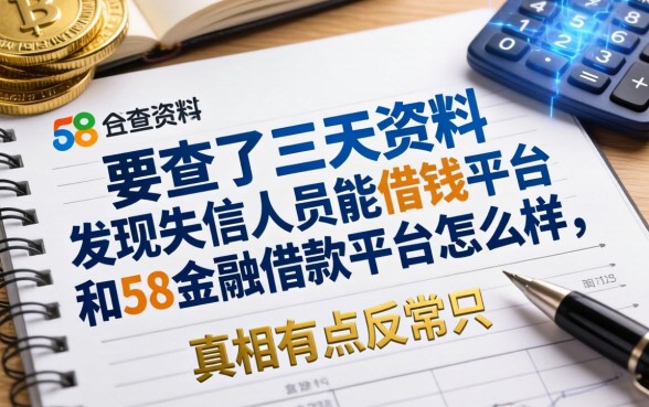 我查了三天资料，发现失信人员能借钱的平台和58金融借款平台怎么样，真相有点反常识