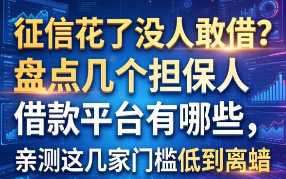 征信花了没人敢借？盘点几个担保人借款平台有哪些，亲测这几家门槛低到离谱