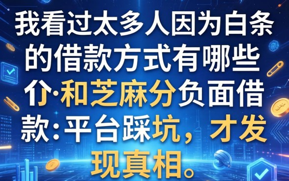 我看过太多人因为白条的借款方式有哪些和芝麻分负面借款的平台踩坑，才发现真相