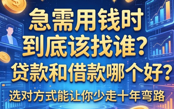 急需用钱时到底该找谁？贷款和借款哪个好？选对方式能让你少走十年弯路