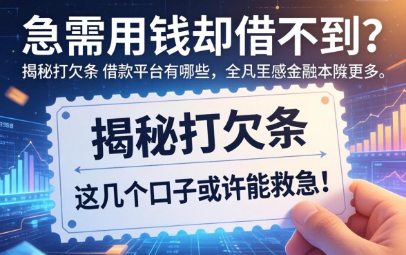 急需用钱却借不到？揭秘打欠条的借款平台有哪些，这几个口子或许能救急！