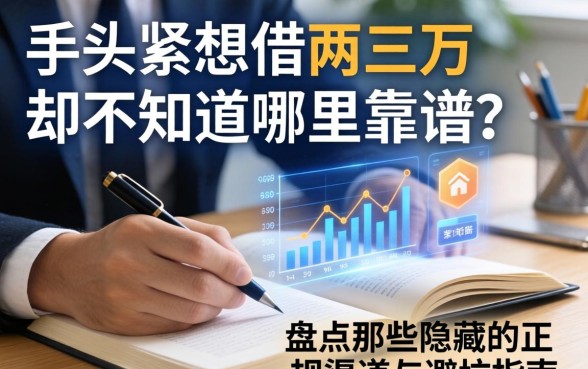 手头紧想借两三万却不知道哪里靠谱？盘点那些隐藏的正规渠道与避坑指南