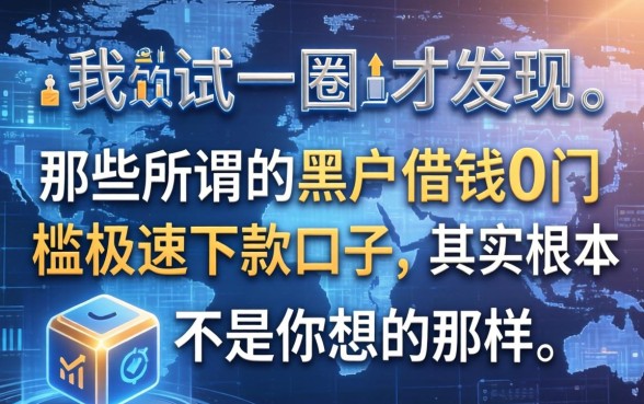 我试了一圈才发现，那些所谓的黑户借钱0门槛极速下款口子，其实根本不是你想的那样