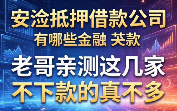 安溪抵押借款公司有哪些？老哥亲测这几家不下款的真不多