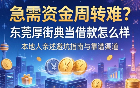 急需资金周转难？东莞厚街典当借款怎么样？本地人亲述避坑指南与靠谱渠道