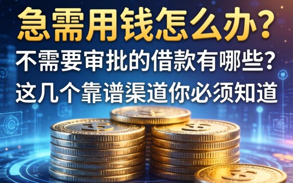 急需用钱怎么办？不需要审批的借款有哪些？这几个靠谱渠道你必须知道