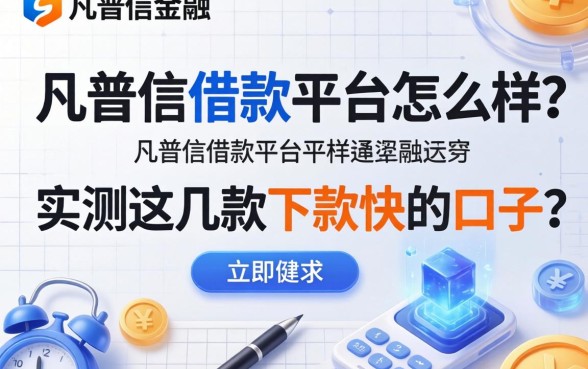 凡普信借款平台怎么样？实测这几款下款快的口子