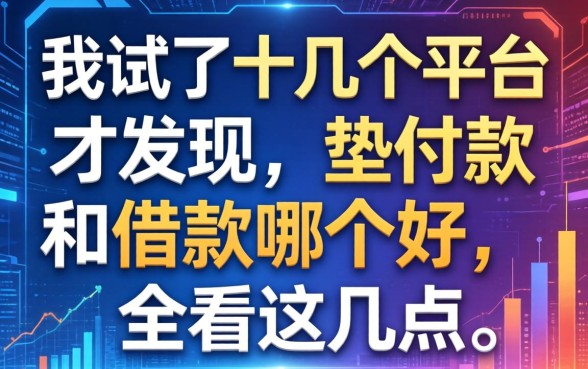 我试了十几个平台才发现，垫付款和借款哪个好，全看这几点