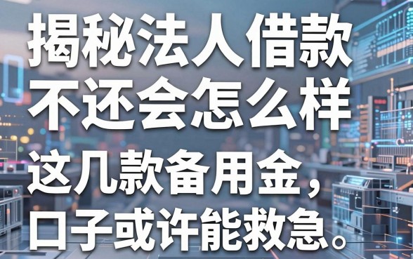 揭秘法人借款不还会怎么样，这几款备用金口子或许能救急