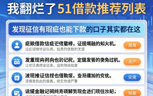 我翻烂了51借款的推荐列表，发现征信有瑕疵也能下款的口子其实都在这