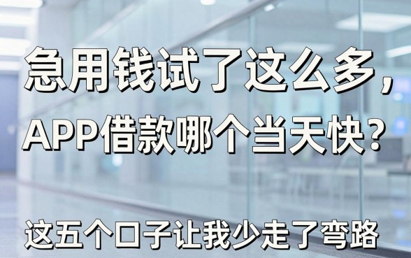 急用钱试了这么多，APP借款哪个当天快？这五个口子让我少走了弯路