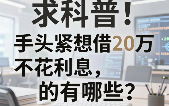 求科普！手头紧想借20万不花利息的有哪些？老铁们推荐这几个靠谱口子