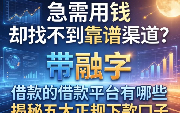 急需用钱却找不到靠谱渠道？带融字的借款平台有哪些？揭秘五大正规下款口子