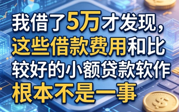 我借了5万才发现，这些借款费用和比较好的小额贷款软件根本不是一回事