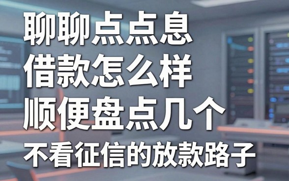聊聊点点息借款怎么样,顺便盘点几个不看征信的放款路子