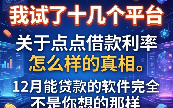 我试了十几个平台，发现关于点点借款利率怎么样的真相和12月能贷款的软件完全不是你想的那样