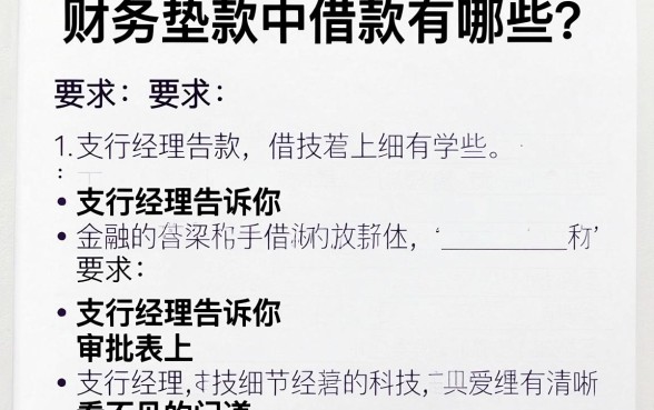 财务垫款中借款有哪些?支行经理告诉你审批表上看不见的门道