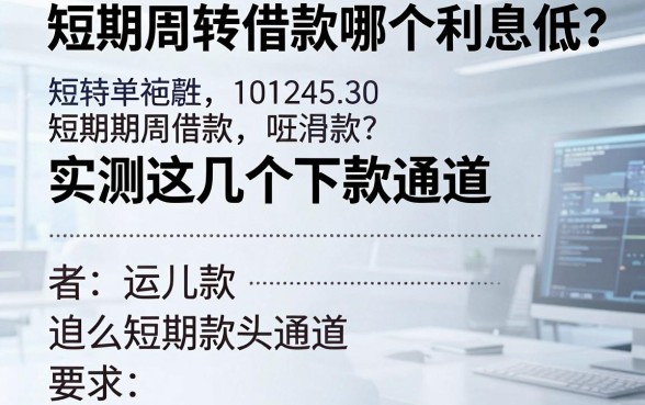 短期周转借款哪个利息低？实测这几个下款通道