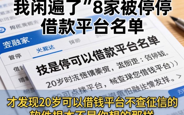 我翻遍了8家被关停的借款平台名单，才发现20岁可以借钱平台不查征信的软件根本不是你想的那样
