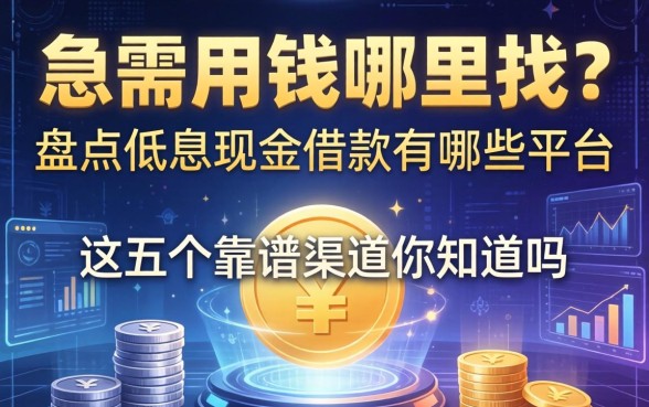 急需用钱哪里找？盘点低息现金借款有哪些平台，这五个靠谱渠道你知道吗？