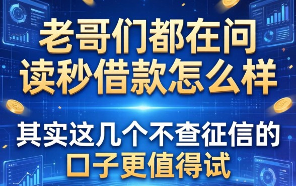 老哥们都在问读秒借款怎么样,其实这几个不查征信的口子更值得试