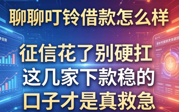 聊聊叮铃借款怎么样：征信花了别硬扛，这几家下款稳的口子才是真救急