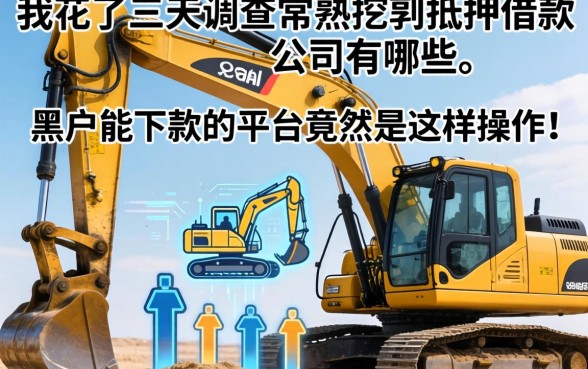我花了三天调查常熟挖机抵押借款公司有哪些，发现黑户能下款的平台竟然是这样操作的