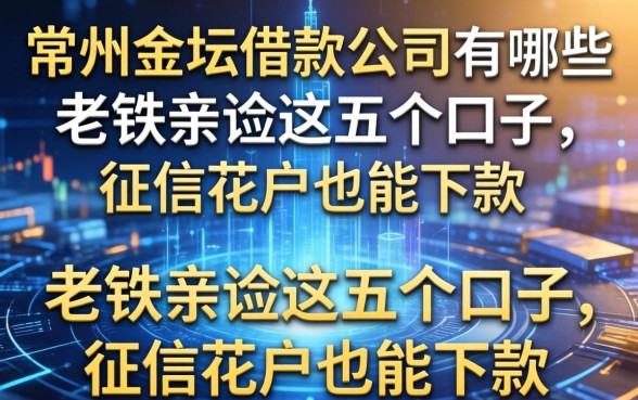 常州金坛借款公司有哪些？老铁亲测这五个口子，征信花户也能下款