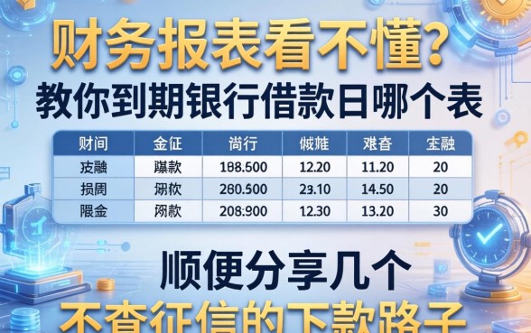 财务报表看不懂？教你到期银行借款在哪个表，顺便分享几个不查征信的下款路子