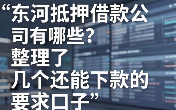 东河抵押借款公司有哪些?整理了几个还能下款的口子