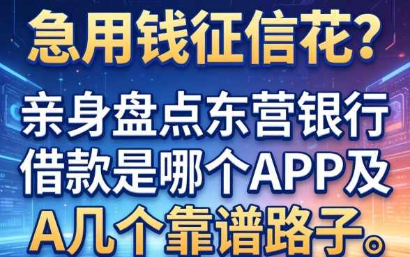 急用钱征信花？亲身盘点东营银行的借款是哪个APP及几个靠谱路子