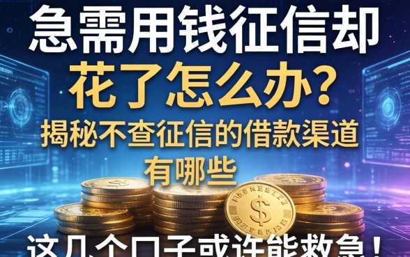 急需用钱征信却花了怎么办？揭秘不查征信的借款渠道有哪些，这几个口子或许能救急！