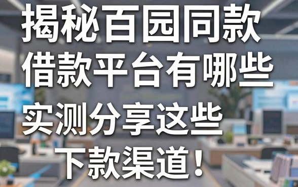 揭秘百园同款借款平台有哪些,实测分享这些下款渠道
