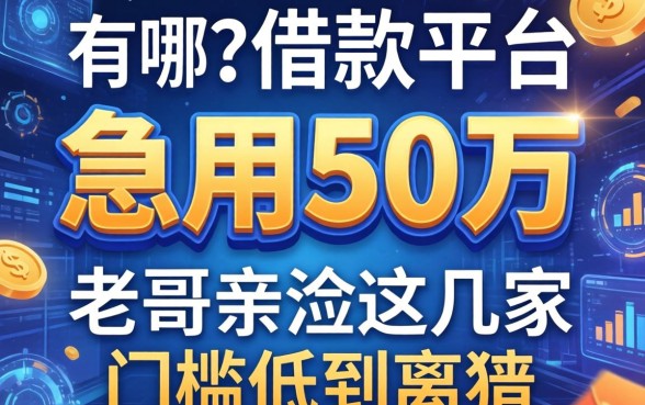 急用50万的借款平台有哪些？老哥亲测这几家门槛低到离谱
