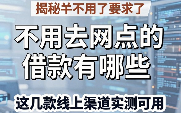 揭秘不用去网点的借款有哪些，这几款线上渠道实测可用