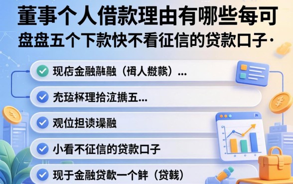 董事个人借款理由有哪些？盘点五个下款快不看征信的贷款口子