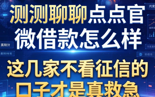 实测聊聊点点官微借款怎么样，这几家不看征信的口子才是真救急