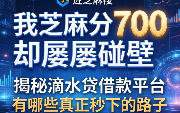 我芝麻分700却屡屡碰壁，揭秘滴水贷借款平台有哪些真正秒下的路子