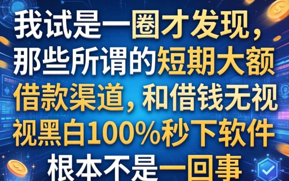 我试了一圈才发现,那些所谓的短期大额借款渠道,和借钱无视黑白100%秒下软件根本不是一回事
