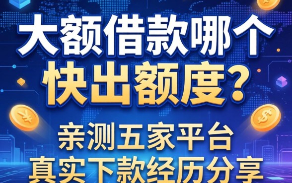 大额借款哪个快出额度？亲测五家平台真实下款经历分享