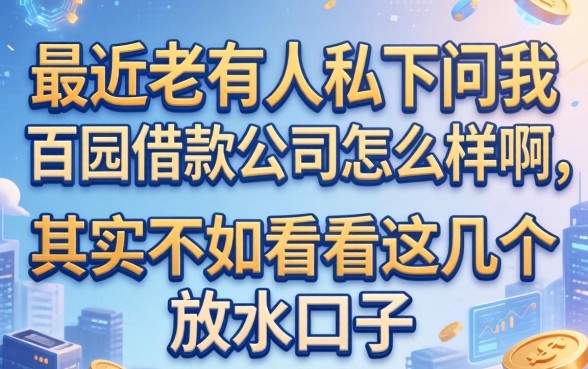最近老有人私下问我百园借款公司怎么样啊，其实不如看看这几个放水口子