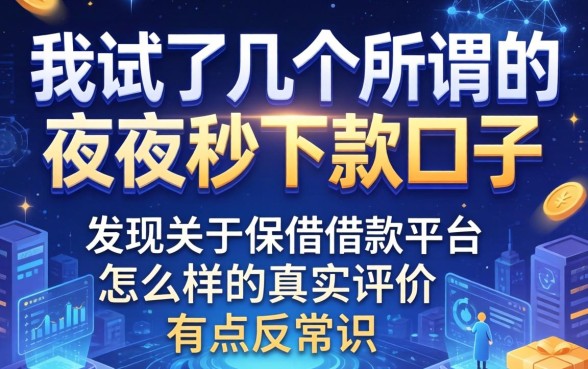 我试了几个所谓的夜间秒下款口子，发现关于保借借款平台怎么样的真实评价有点反常识