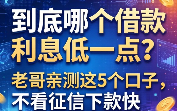 到底哪个借款利息低一点？老哥亲测这5个口子，不看征信下款快