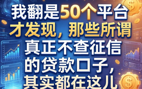 我翻了50个平台才发现，那些所谓真正不查征信的贷款口子，其实都在这儿