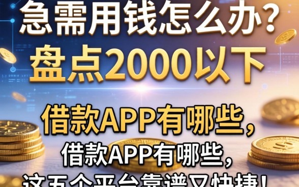 急需用钱怎么办？盘点2000以下的借款app有哪些，这五个平台靠谱又快捷！