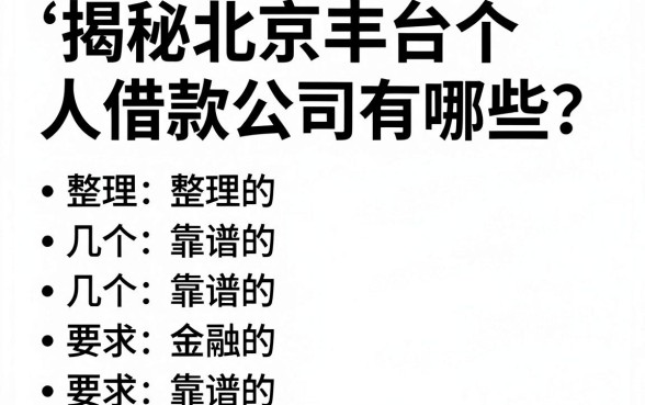 揭秘北京丰台个人借款公司有哪些,整理了几个靠谱的