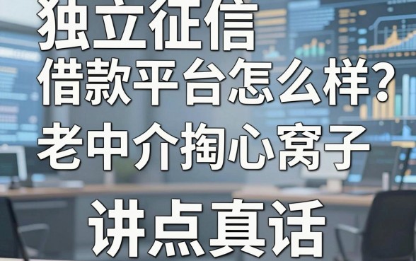独立征信借款平台怎么样?老中介掏心窝子讲点真话