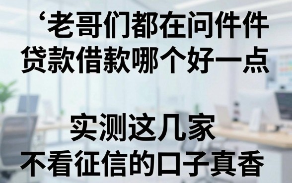 老哥们都在问贷款借款软件哪个好一点，实测这几家不看征信的口子真香